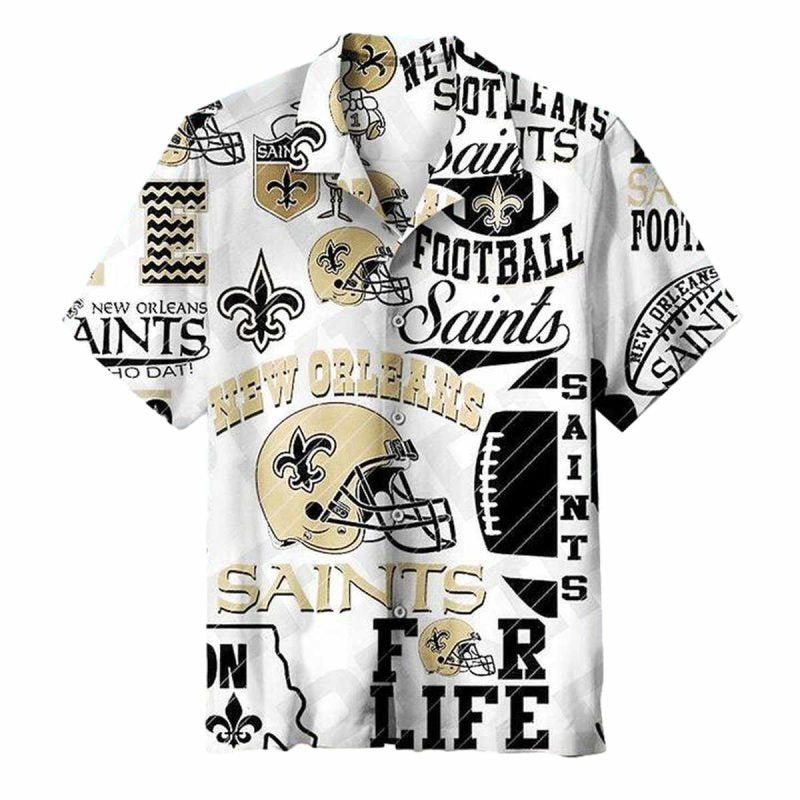 New Orleans Saints For Live White Hawaiian Shirt - Moonbestprint