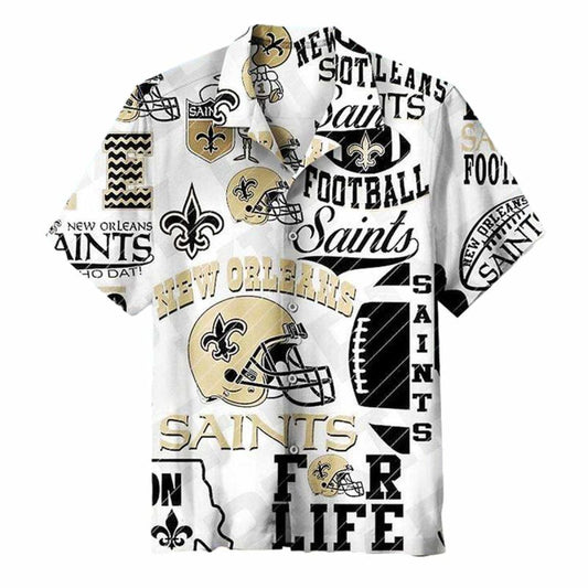 New Orleans Saints For Live White Hawaiian Shirt - Moonbestprint