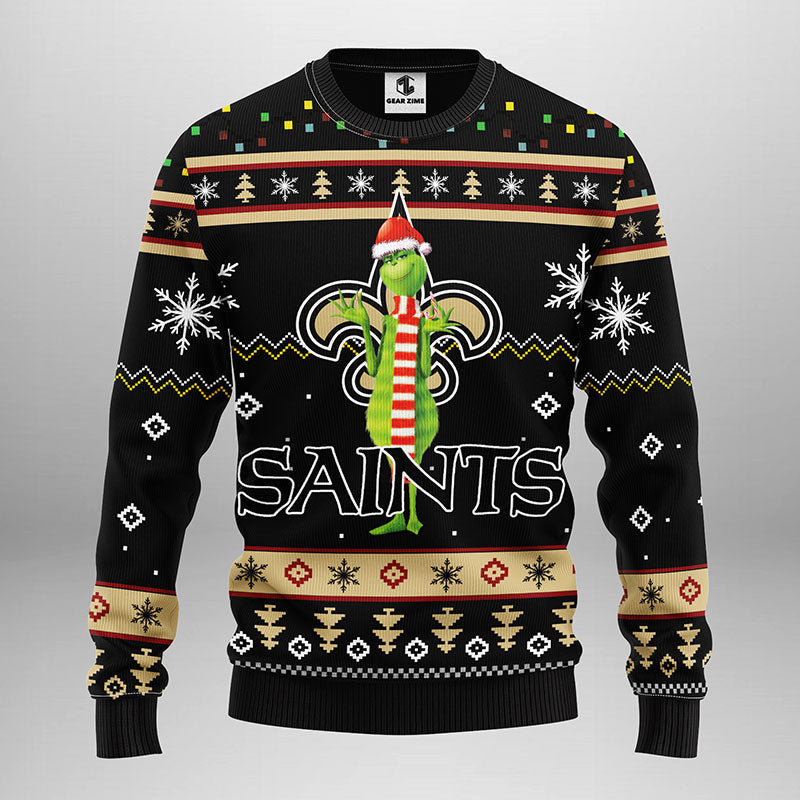 New Orleans Saints Funny Grinch Ugly Christmas Sweater Moonbestprint