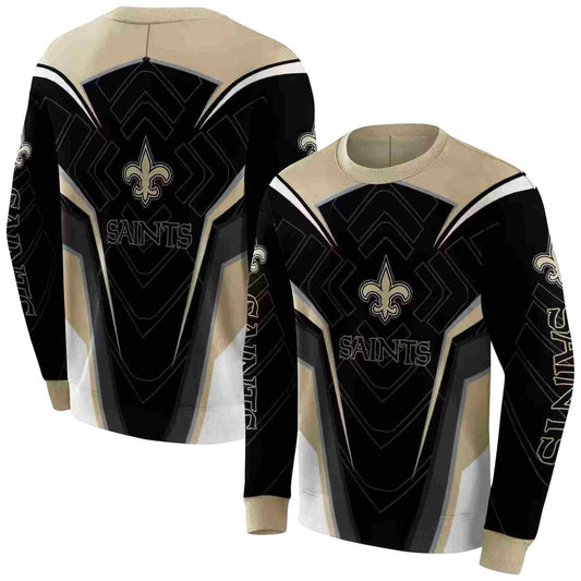 New Orleans Saints Futuristic Pattern Gold Black AOP Sweatshirt - Moonbestprint