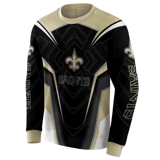 New Orleans Saints Futuristic Pattern Gold Black AOP Sweatshirt - Moonbestprint