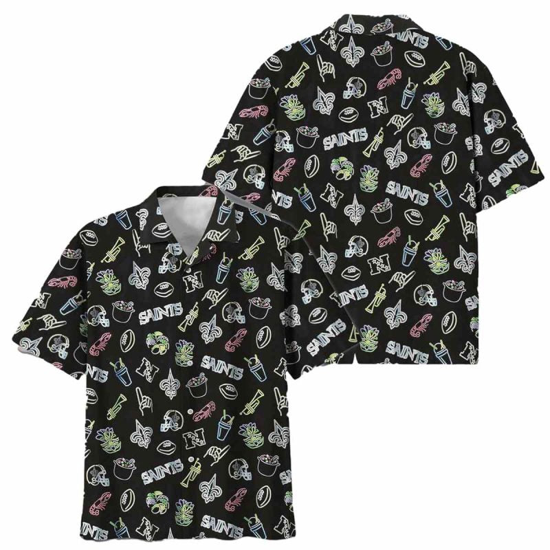 New Orleans Saints Game Day Vibes Black Hawaiian Shirt - Moonbestprint