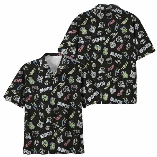 New Orleans Saints Game Day Vibes Black Hawaiian Shirt - Moonbestprint