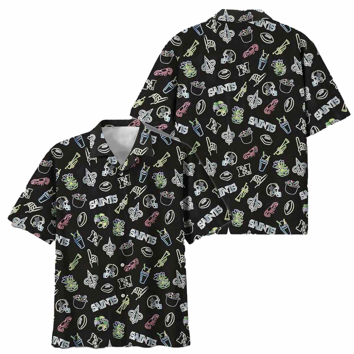 New Orleans Saints Game Day Vibes Black Hawaiian Shirt - Moonbestprint