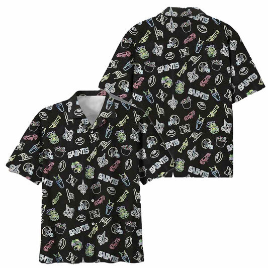 New Orleans Saints Game Day Vibes Black Hawaiian Shirt - Moonbestprint