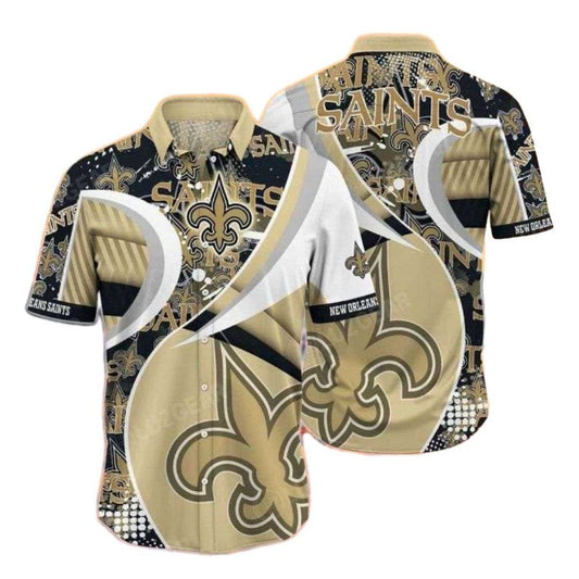 New Orleans Saints Geometric Flair Hawaiian Shirt - Moonbestprint