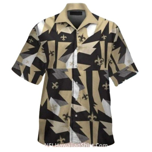 New Orleans Saints Geometric Lightning Hawaiian Shirt - Moonbestprint