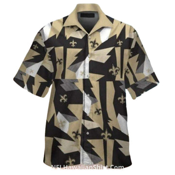 New Orleans Saints Geometric Lightning Hawaiian Shirt - Moonbestprint