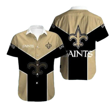 New Orleans Saints Gold And Black Bold Style Hawaiian Shirt - Moonbestprint
