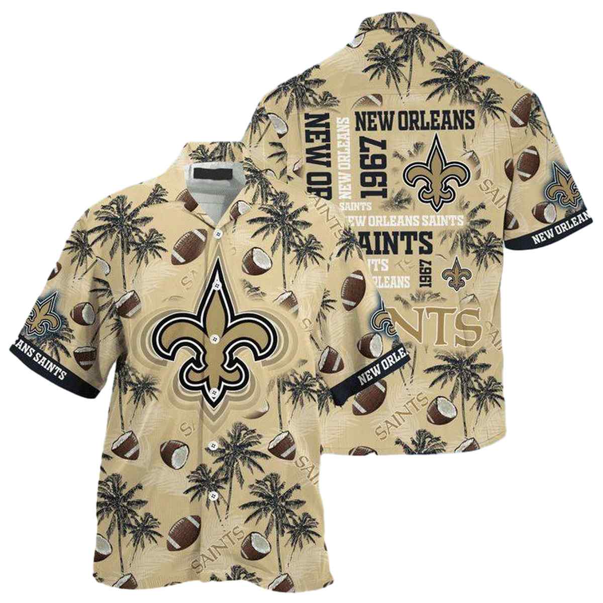 New Orleans Saints Golden Ball As Coconut Hawaiian Shirt - Moonbestprint