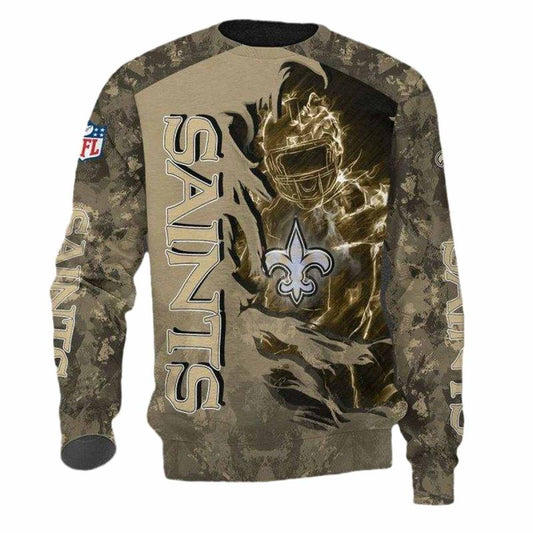 New Orleans Saints Golden Camo Scratch Player AOP Sweatshirt - Moonbestprint