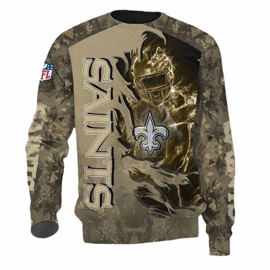 New Orleans Saints Golden Camo Scratch Player AOP Sweatshirt - Moonbestprint
