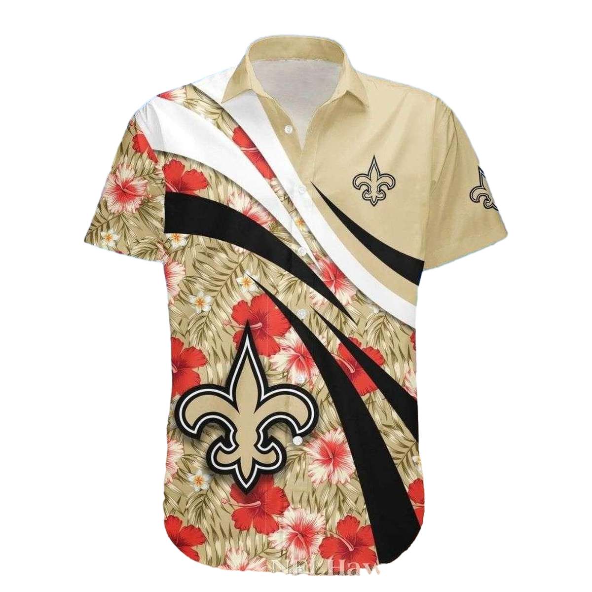 New Orleans Saints Golden Hibiscus Breeze Hawaiian Shirt - Moonbestprint