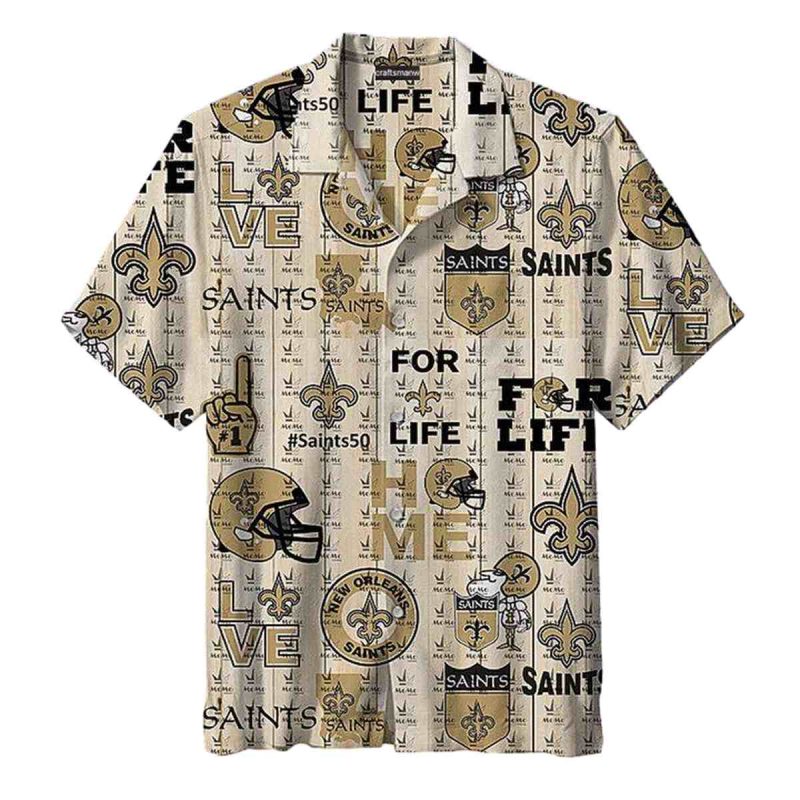 New Orleans Saints Golden Icon Logo Vintage Hawaiian Shirt - Moonbestprint