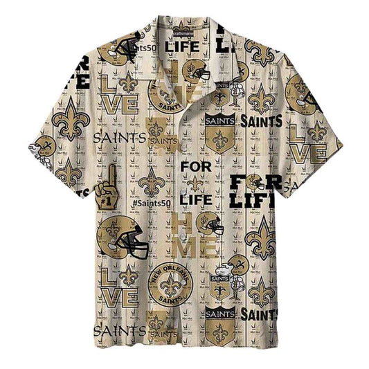 New Orleans Saints Golden Icon Logo Vintage Hawaiian Shirt - Moonbestprint