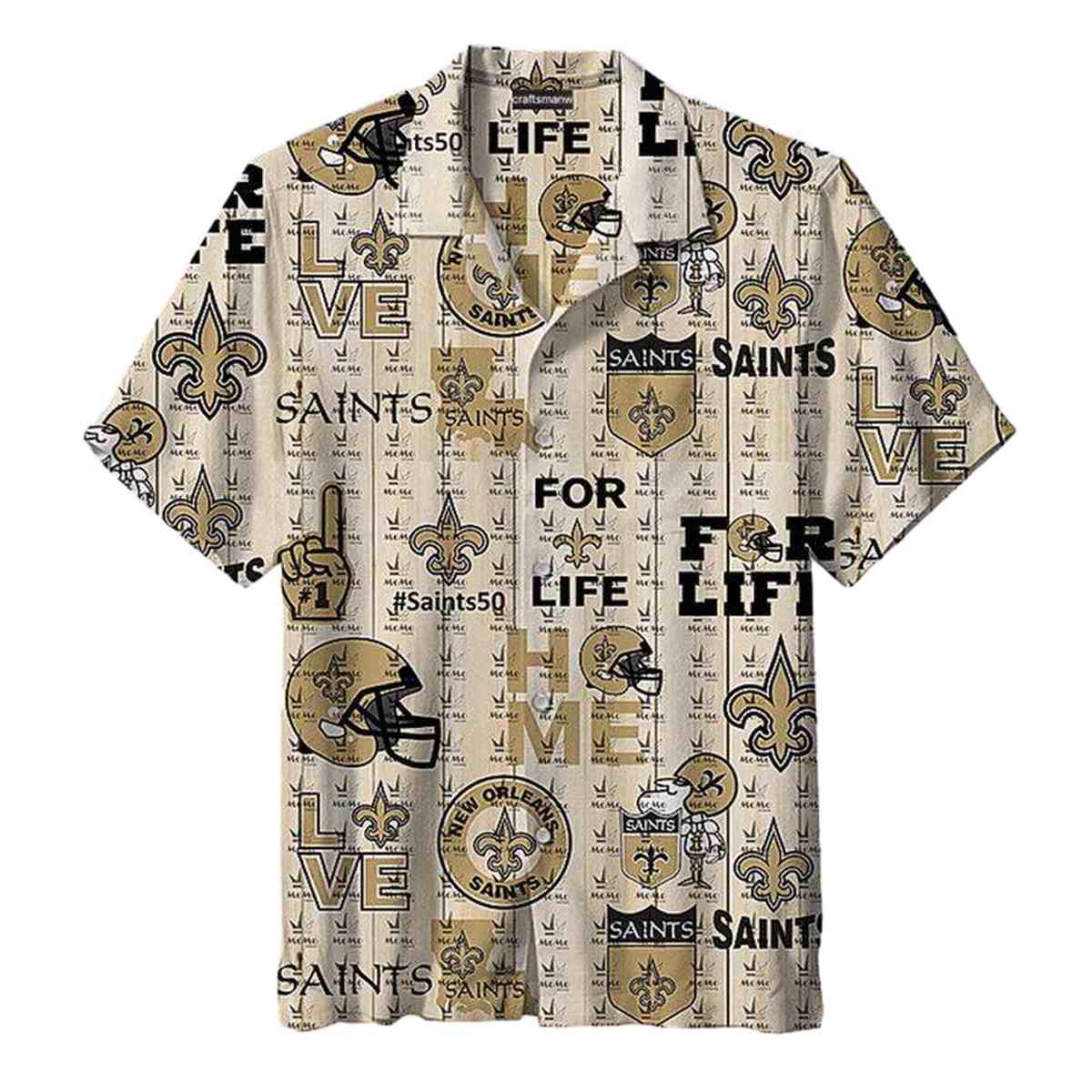 New Orleans Saints Golden Icon Logo Vintage Hawaiian Shirt - Moonbestprint