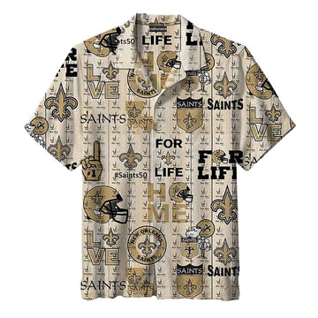 New Orleans Saints Golden Icon Logo Vintage Hawaiian Shirt - Moonbestprint