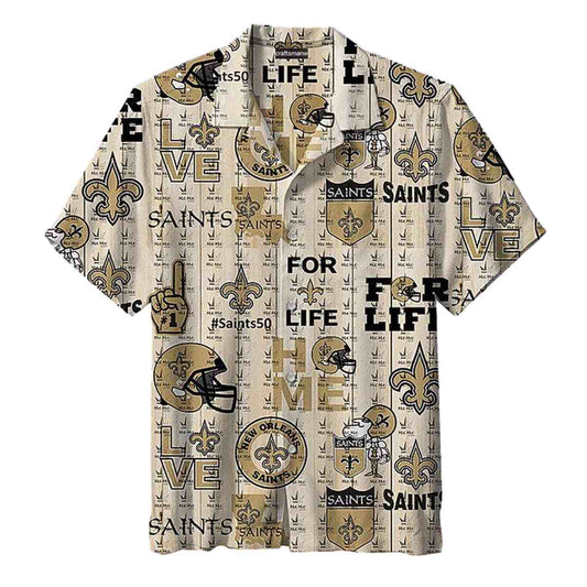 New Orleans Saints Golden Icon Logo Vintage Hawaiian Shirt - Moonbestprint