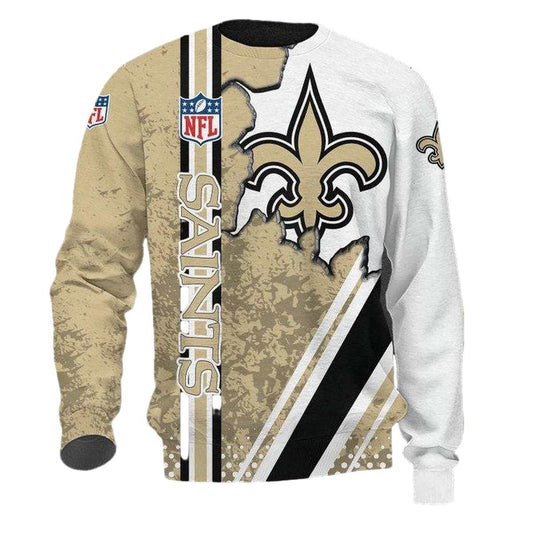 New Orleans Saints Golden White Scratch Logo In My Heart AOP Sweatshirt - Moonbestprint