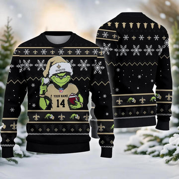New Orleans Saints Grinch Custom Chrismas Ugly Sweater, NFL Christmas Sweater Moonbestprint