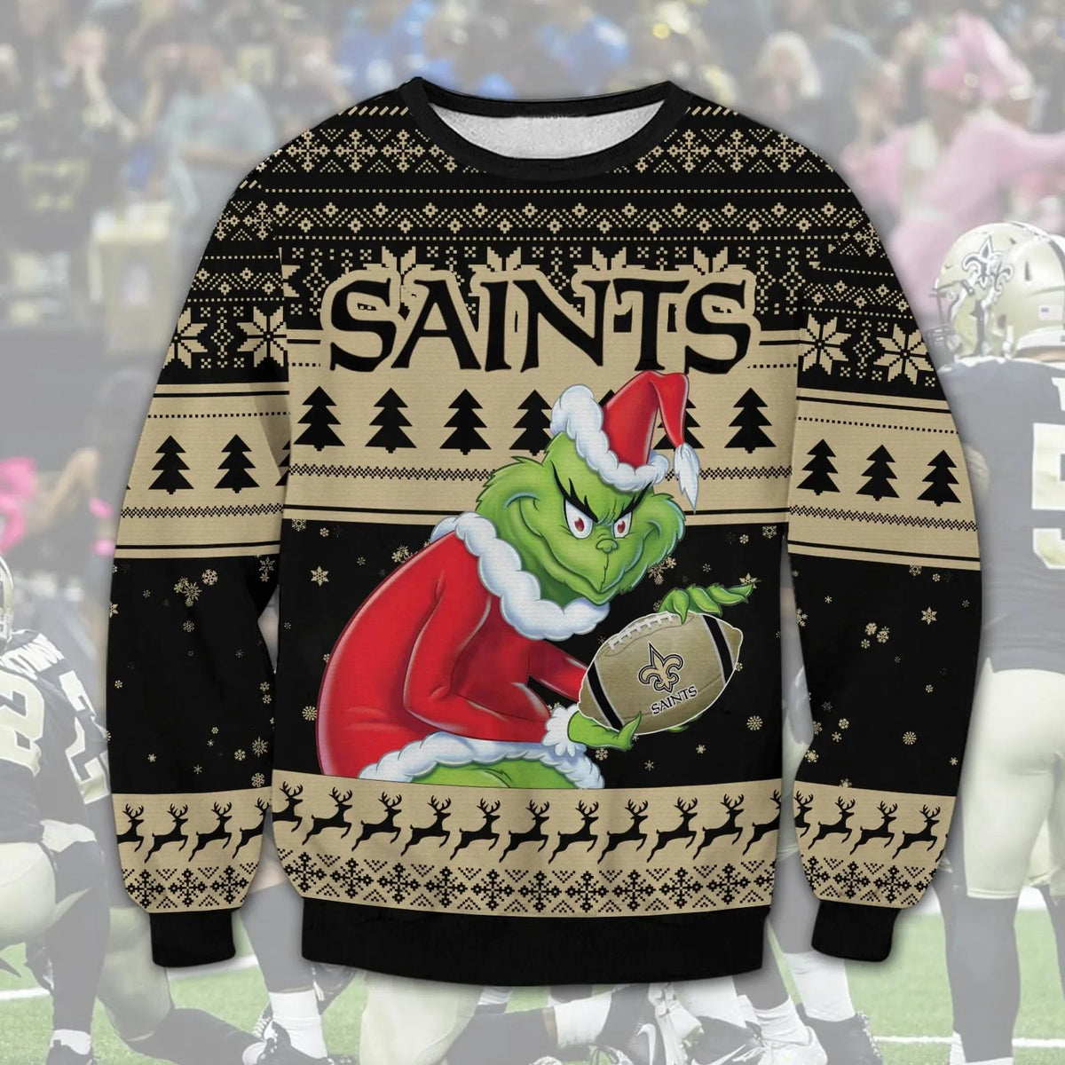 New Orleans Saints Grinch Stolen Christmas Ugly Sweater, NFL Christmas Sweater Moonbestprint