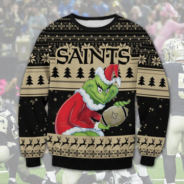 New Orleans Saints Grinch Stolen Christmas Ugly Sweater, NFL Christmas Sweater Moonbestprint