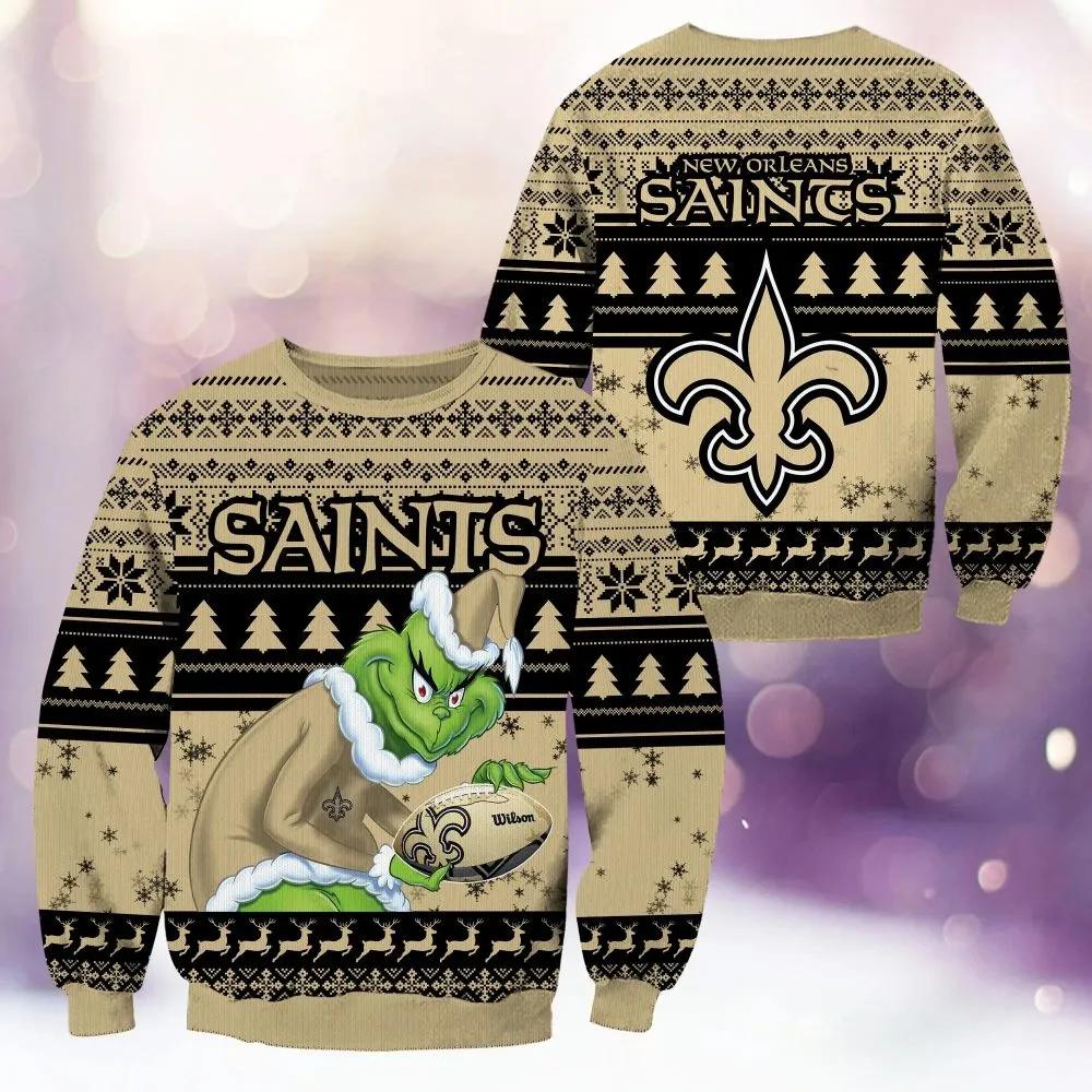 New Orleans Saints Grinch Stolen Ugly Christmas Sweater, NFL Christmas Sweater Moonbestprint