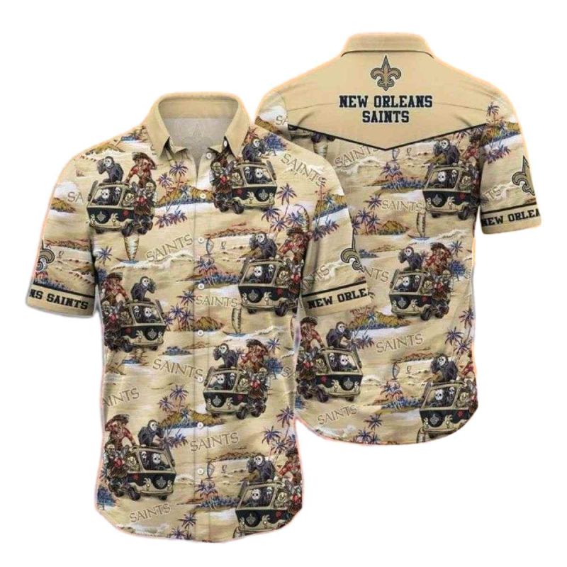 New Orleans Saints Halloween Chibi Character Hawaiian Shirt - Moonbestprint