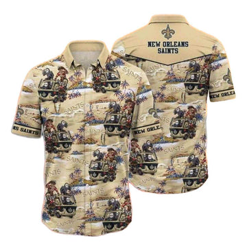 New Orleans Saints Halloween Chibi Character Hawaiian Shirt - Moonbestprint