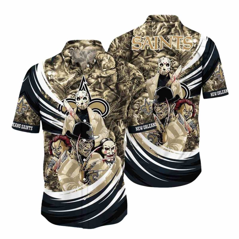 New Orleans Saints Halloween Horror Movies Hawaiian Shirt - Moonbestprint