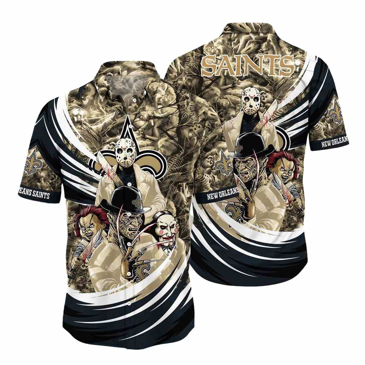 New Orleans Saints Halloween Horror Movies Hawaiian Shirt - Moonbestprint
