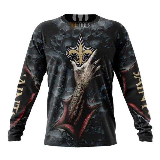 New Orleans Saints Halloween Horror Skull AOP Sweatshirt - Moonbestprint