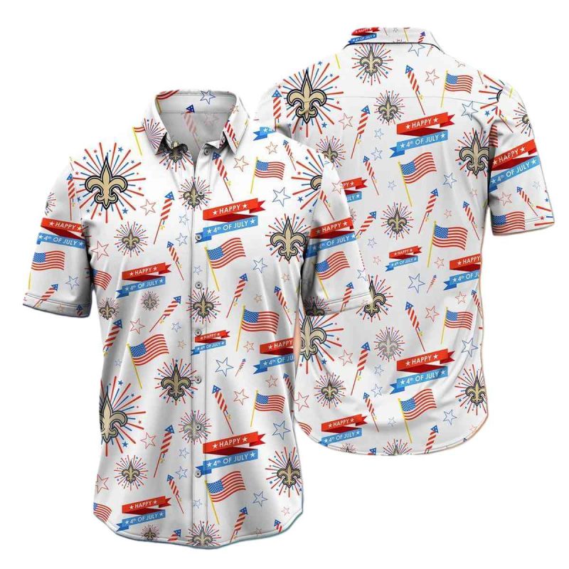 New Orleans Saints Happy 4th Of July Hawaiian Shirt - Moonbestprint
