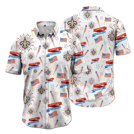 New Orleans Saints Happy 4th Of July Hawaiian Shirt - Moonbestprint