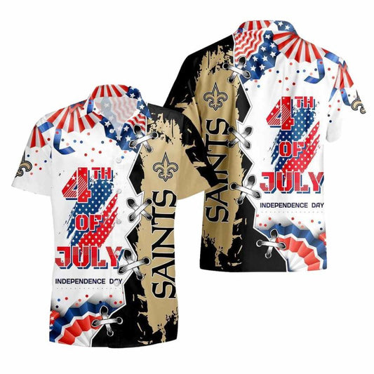 New Orleans Saints Happy Independence Day Hawaiian Shirt - Moonbestprint