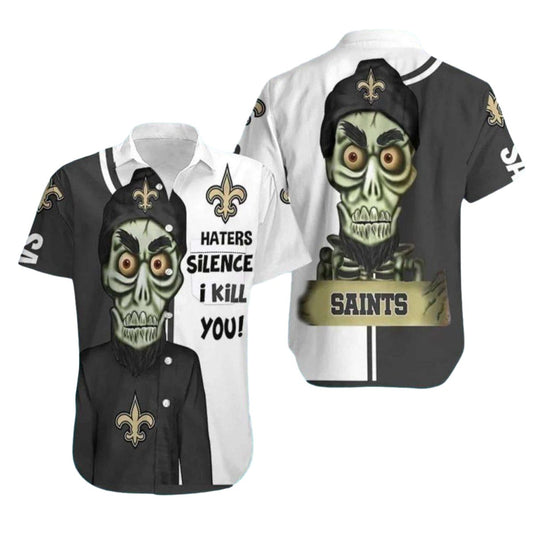 New Orleans Saints Haters Silence I Kill You Hawaiian Shirt - Moonbestprint