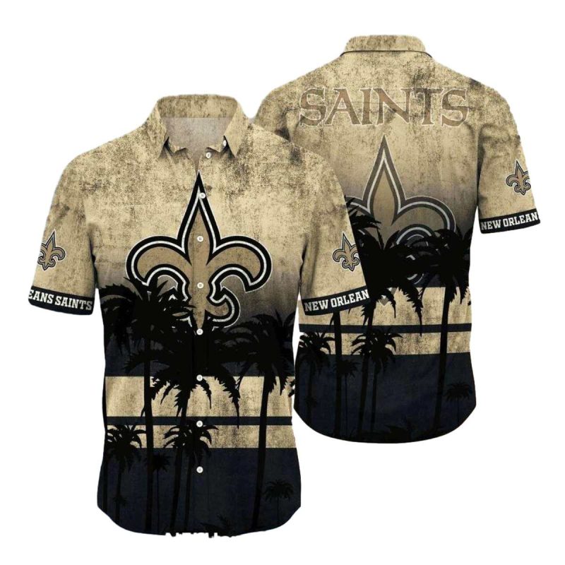 New Orleans Saints Hawaiian Shirt Sunset Palm Tree Art - Moonbestprint