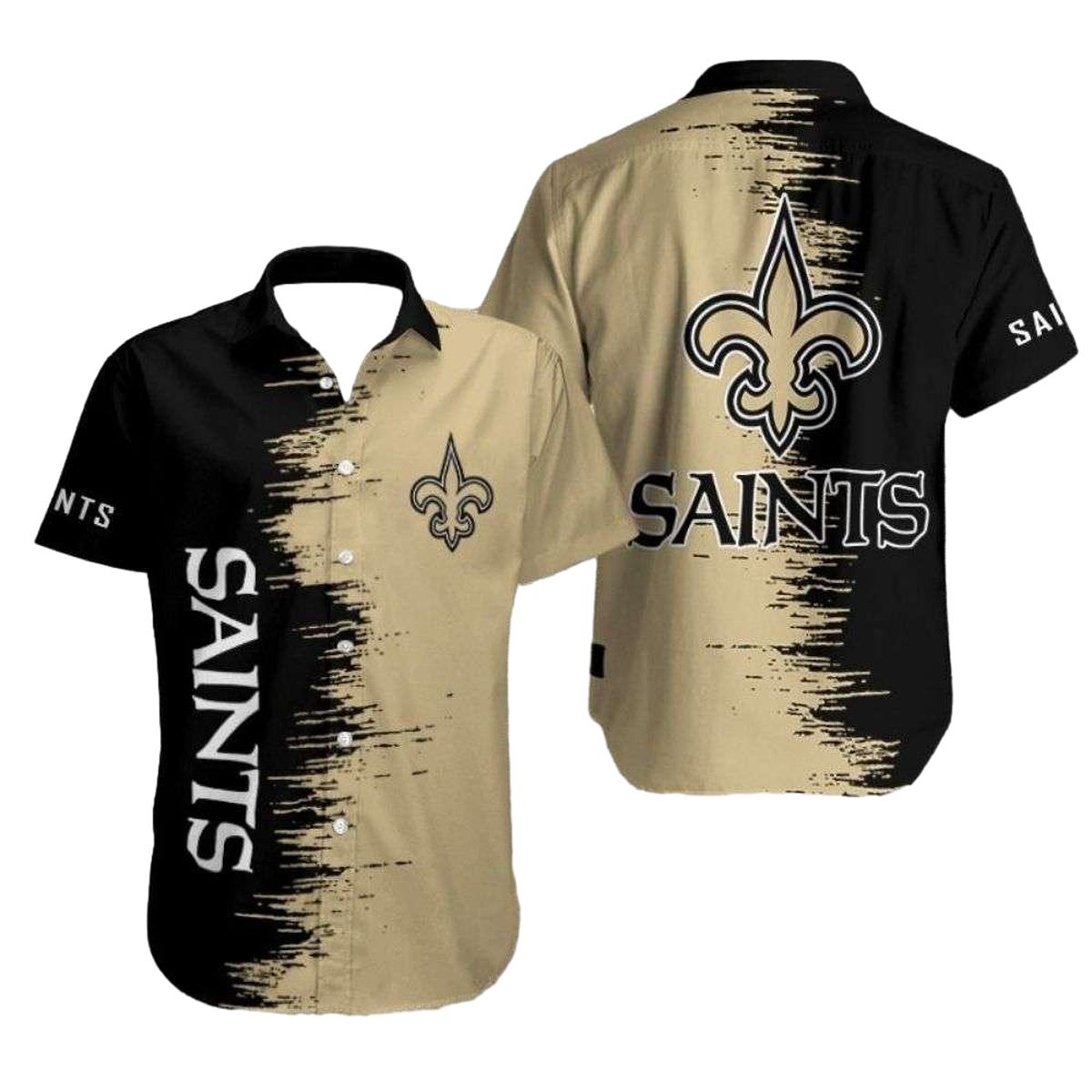 New Orleans Saints Hawaiian Shirt With Bold Black And Gold Design - Moonbestprint