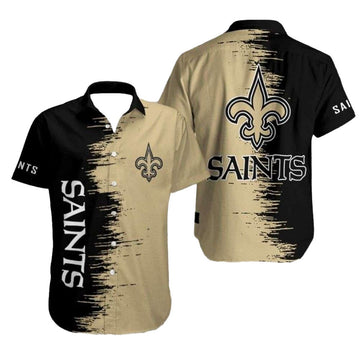 New Orleans Saints Hawaiian Shirt With Bold Black And Gold Design - Moonbestprint