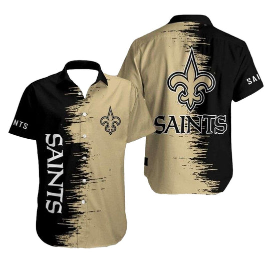 New Orleans Saints Hawaiian Shirt With Bold Black And Gold Design - Moonbestprint