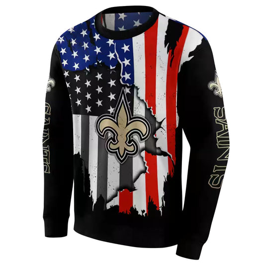 New Orleans Saints Logo American Pride Black AOP Sweatshirt - Moonbestprint