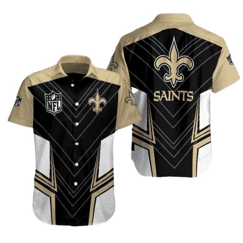 New Orleans Saints Logo In My Heart Black Gold Hawaiian Shirt - Moonbestprint