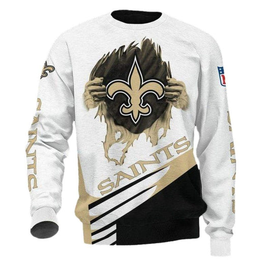 New Orleans Saints Logo Inside Me White Golden AOP Sweatshirt - Moonbestprint