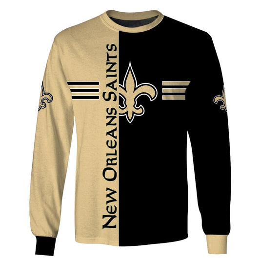New Orleans Saints Logo Lover Black And Gold AOP Sweatshirt - Moonbestprint