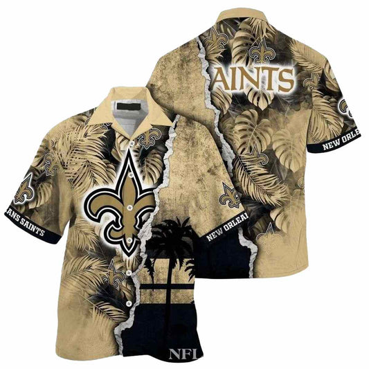 New Orleans Saints Logo Lover Palm Leaves Hawaiian Shirt - Moonbestprint