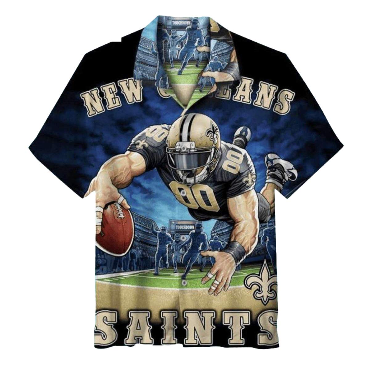 New Orleans Saints Mascot Football Action Hawaiian Shirt - Moonbestprint