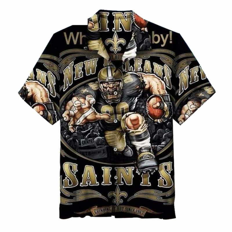 New Orleans Saints Mascot Game Day Rush Vibrant Hawaiian Shirt - Moonbestprint