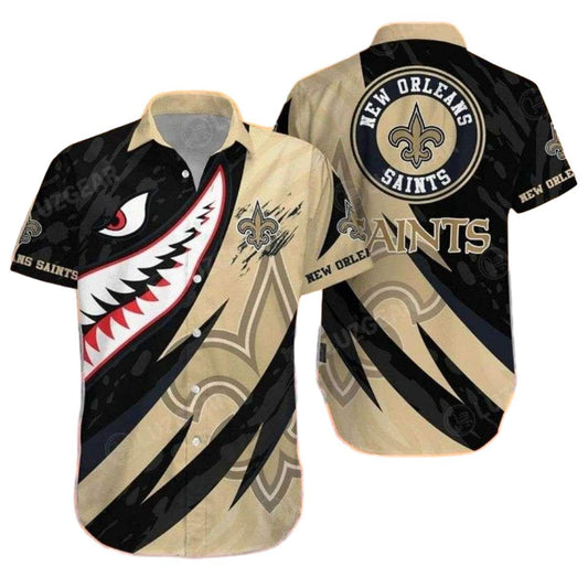 New Orleans Saints Menacing Shark Hawaiian Shirt - Moonbestprint