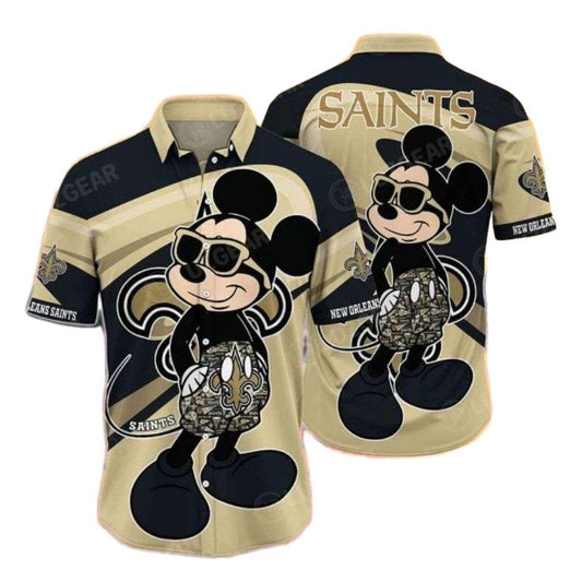 New Orleans Saints Mickey Fan Hawaiian Shirt - Moonbestprint