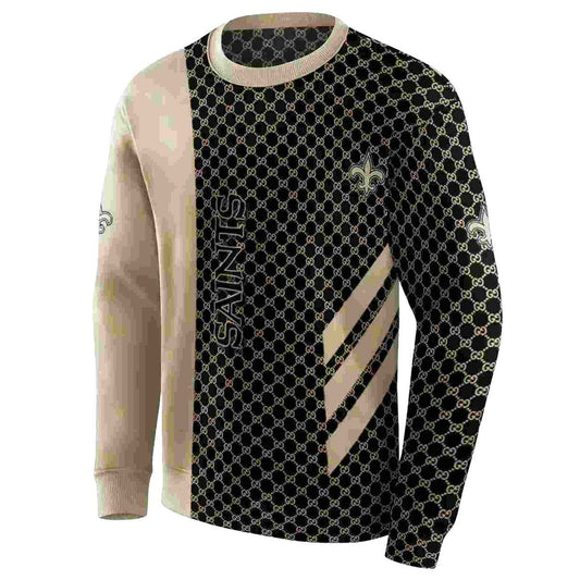 New Orleans Saints Monogram Pattern Gold AOP Sweatshirt - Moonbestprint
